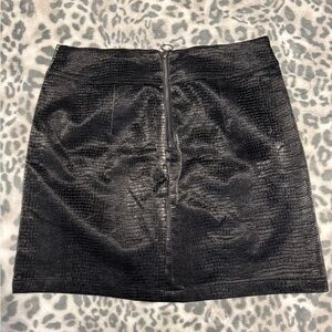 Love Riche Black Croc-Embossed Mini Skirt